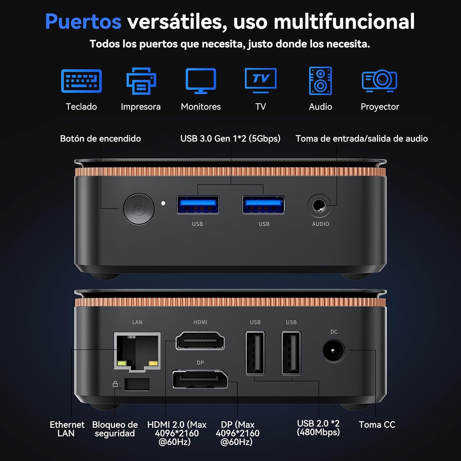 Huidun H50 Mini PC W-11 Pro, Intel Twin Lake N150 (N95/N97 actualizado), 8 GB RAM 256 GB SSD Mini Ordenador,4K@60Hz UHD - Image 6