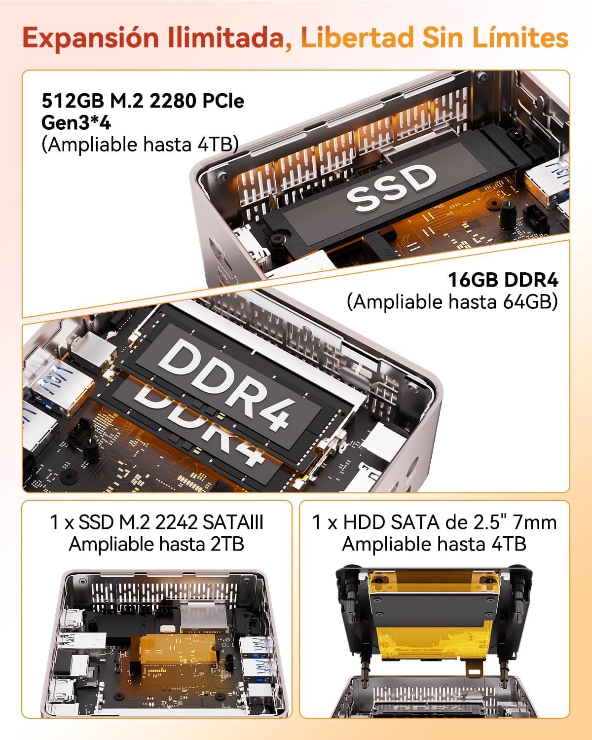 GEEKOM A5 2025 Edition Mini PC con AMD Ryzen 5 7430U, 16GB RAM y 512GB SSD, Windows 11 Pro - Image 4