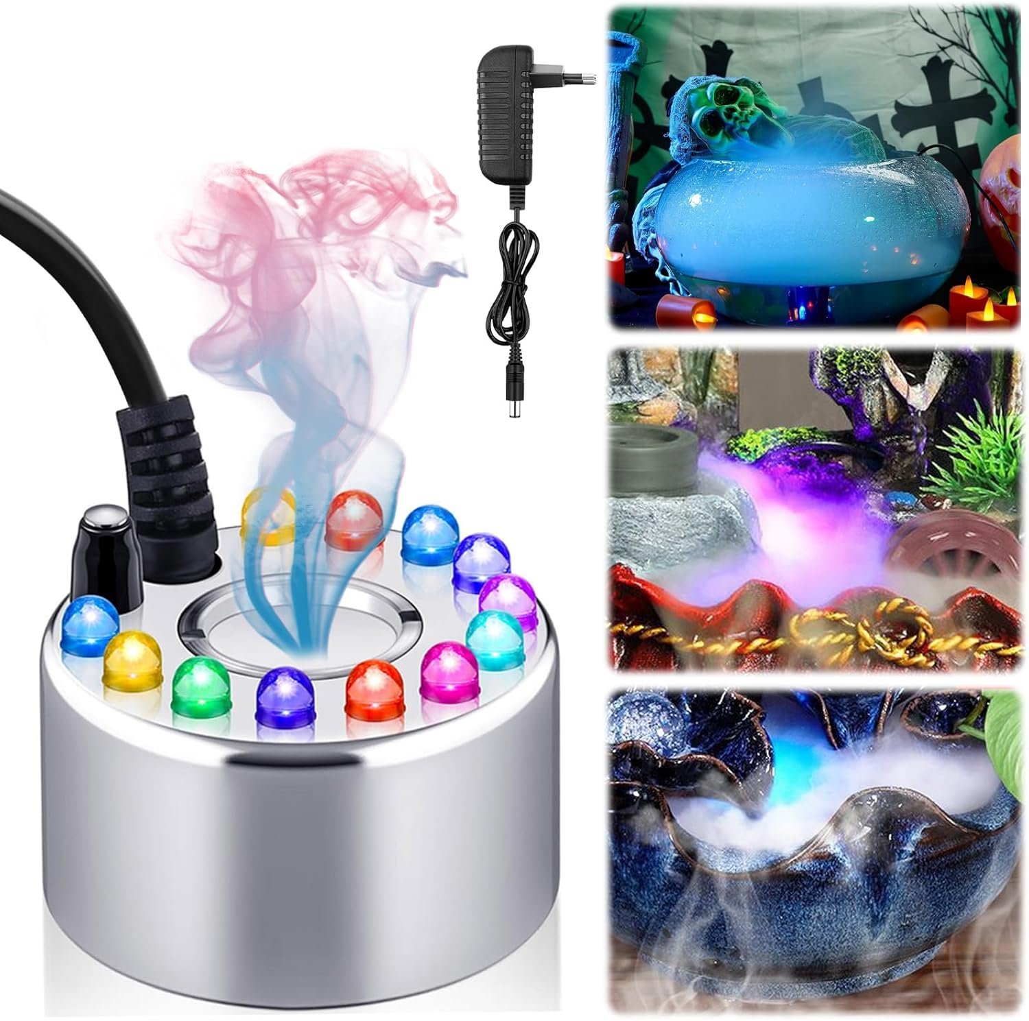 Maquina Humo, Nebulizador Ultrasónico con LED